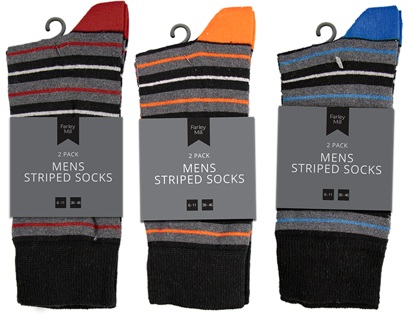 Mens Striped Socks 2 Pair